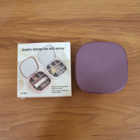 Plastic Jewellery Storage Box With Built In Mirror & Multi-Section (1 Pc)