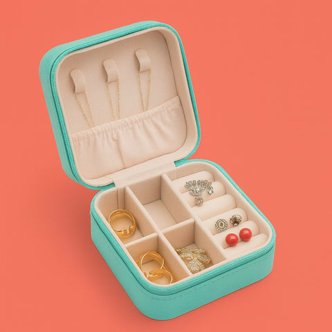 Portable Travel Jewellery Box For Women | Compact Organizer With Compartments