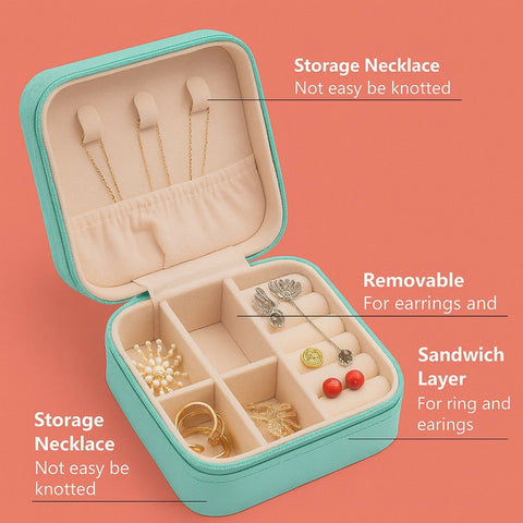 Portable Travel Jewellery Box For Women | Compact Organizer With Compartments