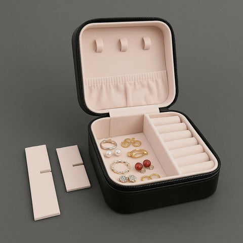 Portable Travel Jewellery Box For Women | Compact Organizer With Compartments