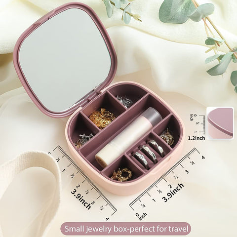 Plastic Jewellery Storage Box With Built In Mirror & Multi-Section (1 Pc)