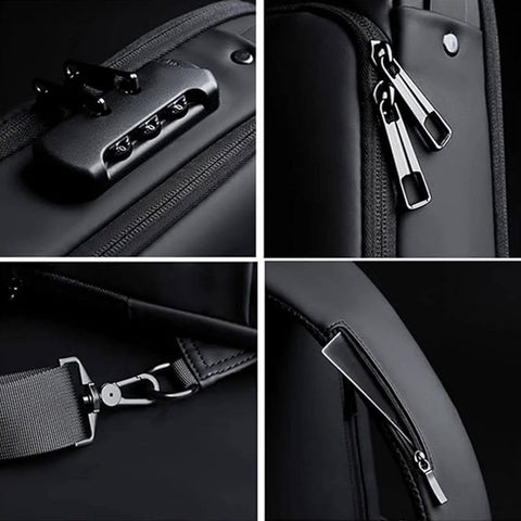Trendy Anti-Theft Crossbody Sling Bag with USB Charging Port, Combination Lock, and Adjustable Strap for Men and Women