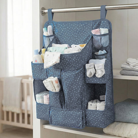 Multi-Pocket Hanging Baby Care Organizer for Wardrobe & Nursery (1 Pc)
