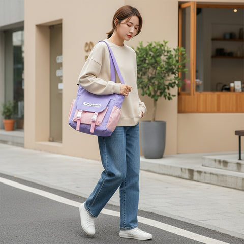 Trendy Multi-Pocket Shoulder Tote & Sling Bag for Women and Girls