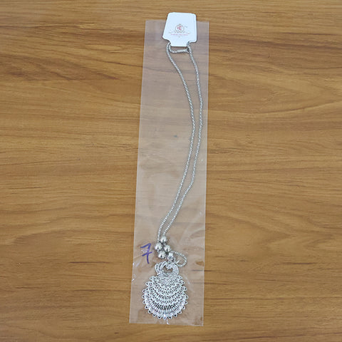 Elegant Peacock Design Oxidised Silver Finish Pendant Necklace with Beaded Chain