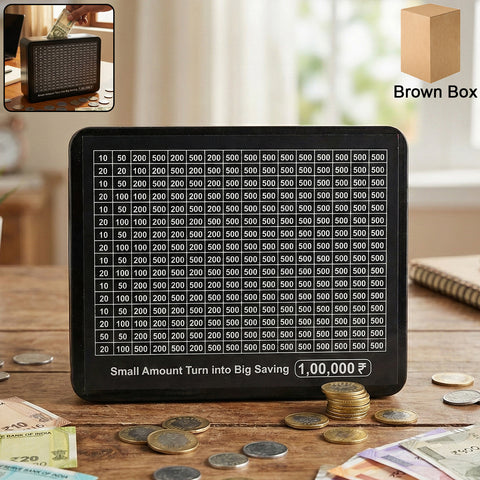 Reusable Savings Tracker Money Box with Printed Goal Chart – Daily Money Saving Challenge Box for Home, Office & Personal Budget