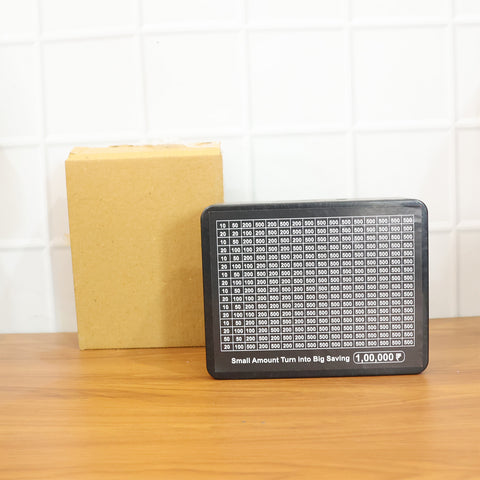 Reusable Savings Tracker Money Box with Printed Goal Chart – Daily Money Saving Challenge Box for Home, Office & Personal Budget