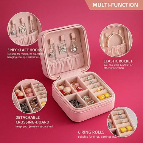 Portable Travel Jewellery Box For Women | Compact Organizer With Compartments